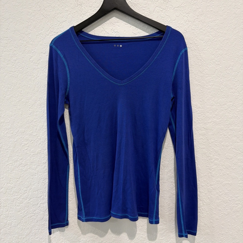 Three Dots Made In USA Supima Cotton Modal Blue Longsleeve Top Soft Size Large